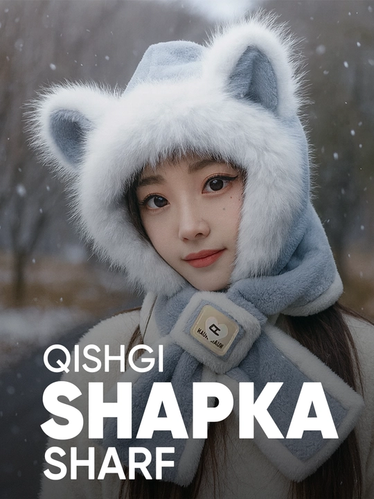 Qizlar uchun qalpoq, bosh kiyim, qalpoqli sharf - 