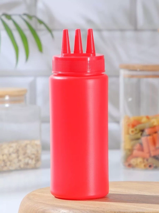 Qopqoq va nay bilan shaffof plastik sousli dispenser shishasi - 
