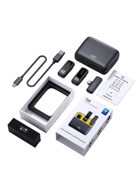IPhone va Android uchun Type-C ulagichiga ega simsiz 2 tasi 1 da kamerali mikrofon