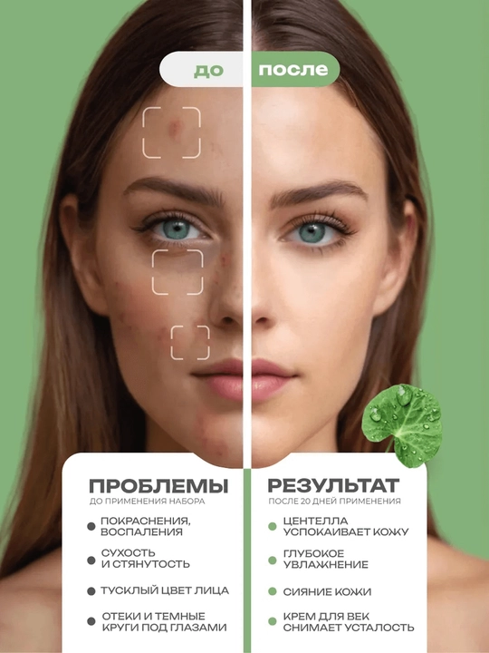 Уходовый набор косметики для лица с центеллой подарочный набор Bioaqua