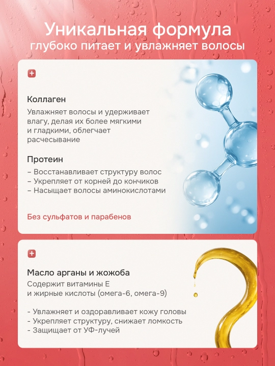 Keratin Queen kollagen-keratin shampuni, 800 ml, sochlarni tiklash va oziqlantirish uchun