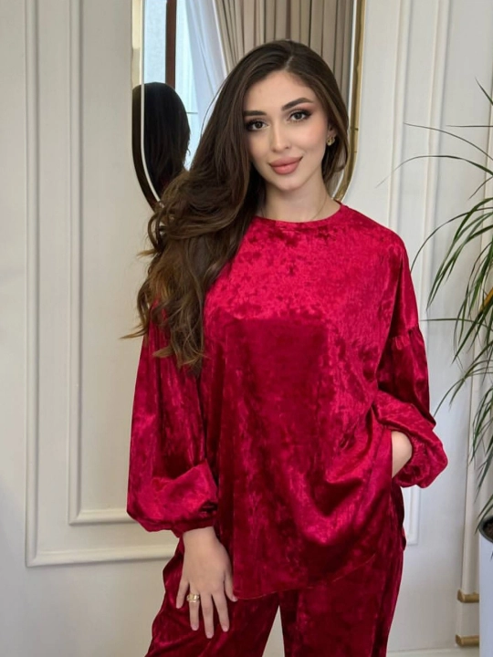Домашний костюм, велюровый, с брюками Sarah, S