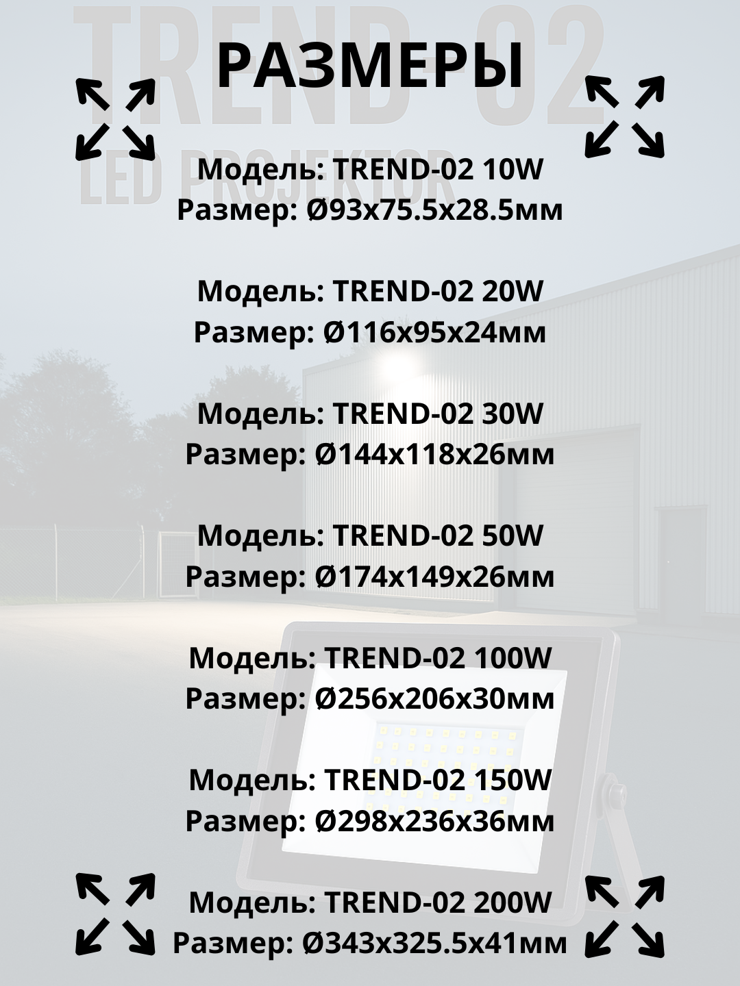 LED, Projektor, OYDIN ELECTRIC, 10W–200W, IP65, 110-250Vgacha, yorug‘lik energiya tejamkor