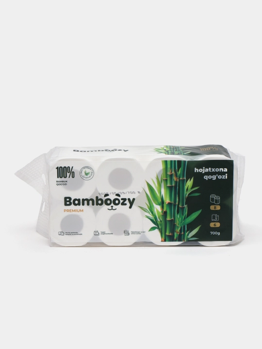 Гипоаллергенная туалетная бумага Bamboozy, 6 слоя, 8 шт + втулка