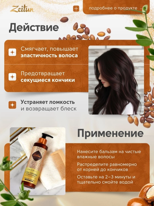 Бальзам-кондиционер для повреждённых волос “Ритуал восстановления” Zeitun, 250 мл 