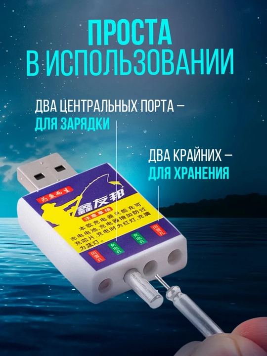 Зарядное USB устройство LIR425,435,CR425 для умного поплавка, сигнализатора + аккумуляторы