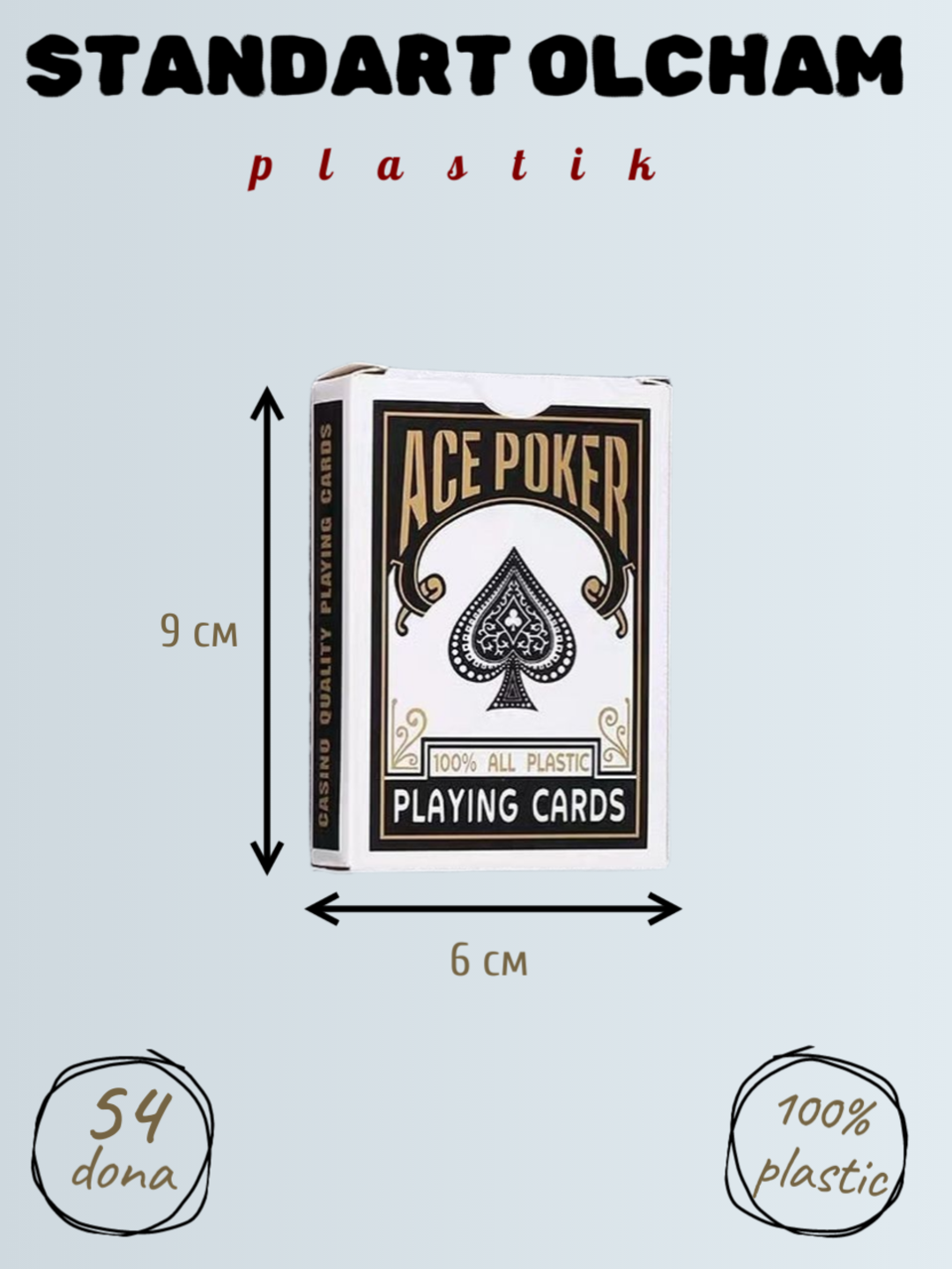 Ko'p rangli kartalar, poker uchun, fokuslar uchun, boshqa o'yinlar, 1 to'plam 54 dona