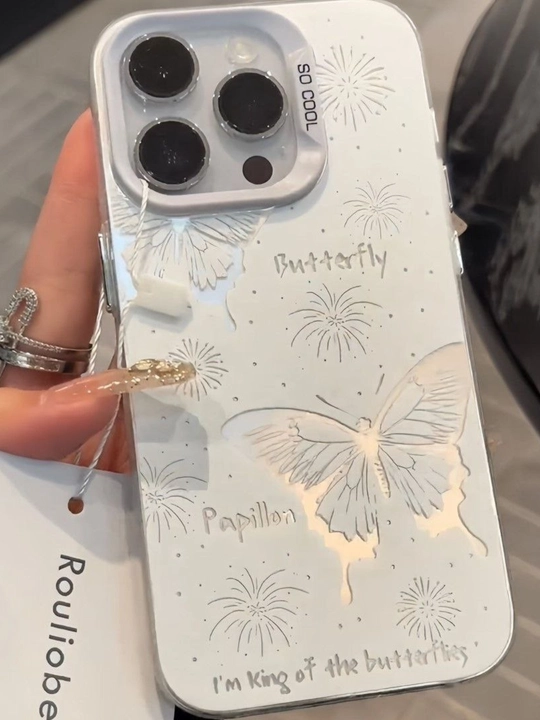 Kapalakli iPhone g‘ilofi - shaffof 3D bosmali yaltiroq himoya g‘ilofi - 