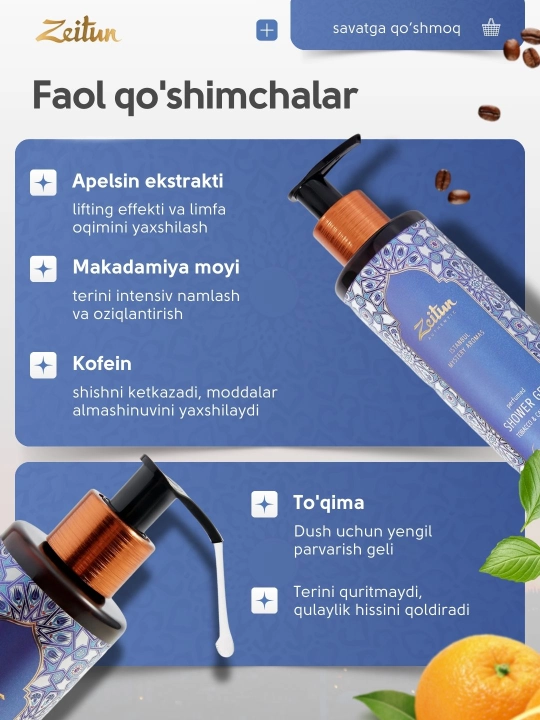 Гель для душа Zeitun, с восточными ароматами, 250 мл, 4 варианта