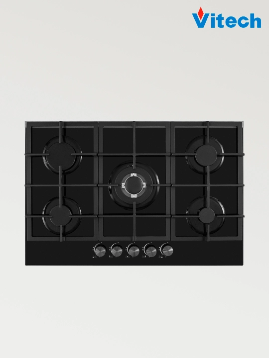Газовая варочная панель Vitech GB9017GB / GB7001SS / GB7610GB, 5 конфорок, WOK-конфорка