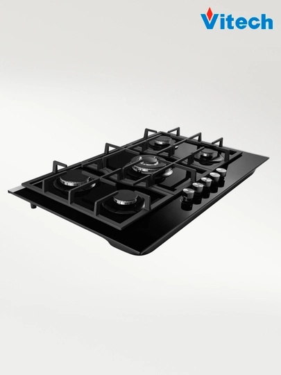 Газовая варочная панель Vitech GB9017GB / GB7001SS / GB7610GB, 5 конфорок, WOK-конфорка