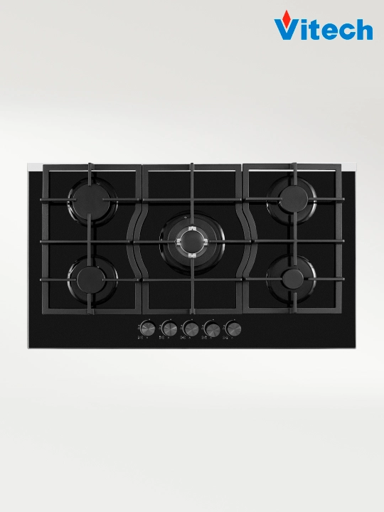 Газовая варочная панель Vitech GB9017GB / GB7001SS / GB7610GB, 5 конфорок, WOK-конфорка