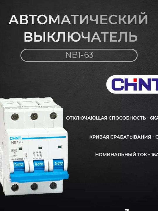 Автоматический выключатель CHINT DZ158 10KA 80A (8–12 дюймов)