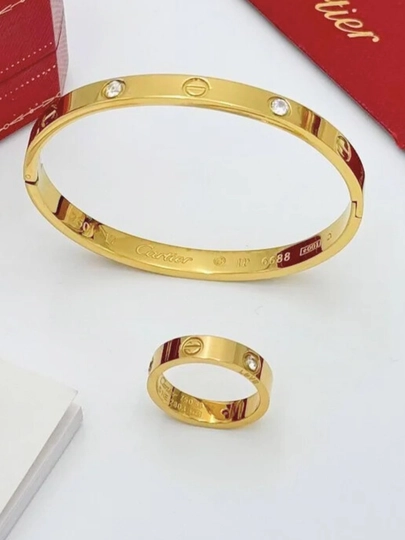 Набор браслет и кольцо “Stainless Steel” Xuping Оятал курс — CARTEIR-CARTIER1-БЕЖЕВ-18