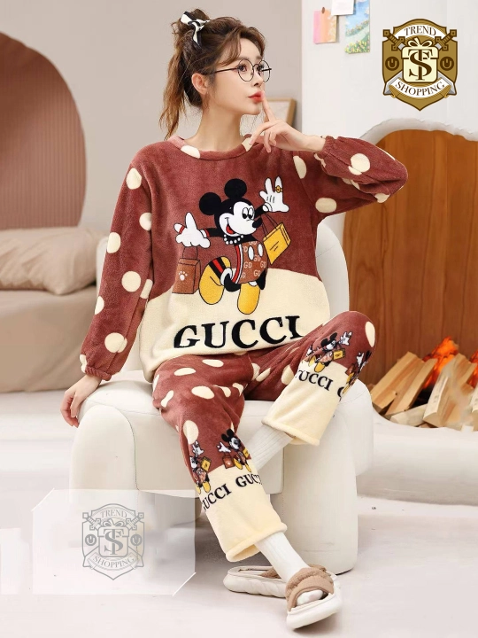 Plyushli momiq pijama, yumshoq pijama, pastki shim bilan - 