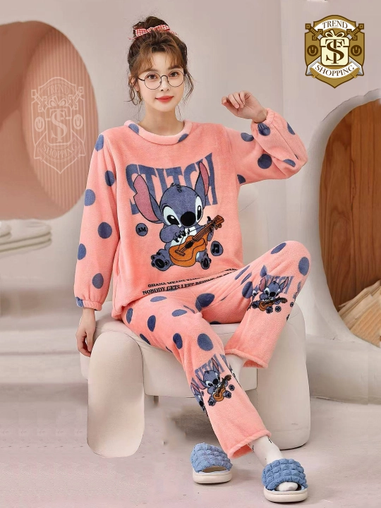 Plyushli momiq pijama, yumshoq pijama, pastki shim bilan - 