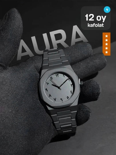Mужские часы AURA — Каробка в подарок сочетание элегантного дизайна и точности — ONTOR-ARABSOAT1-ЧЕРН