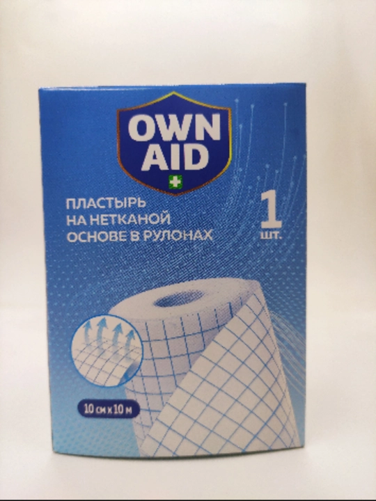 Повязка пластырь рулонный фиксирующий, 10 см х 10 м, OWN AID