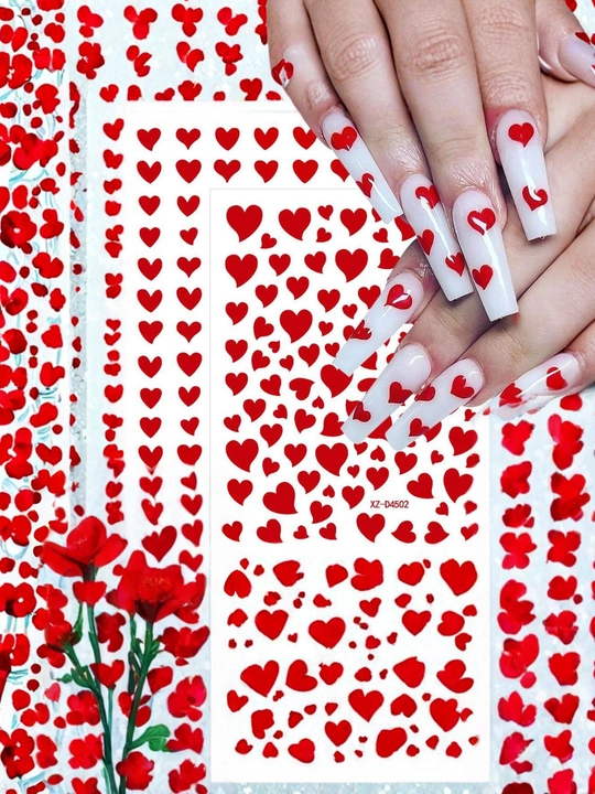 Наклейки для ногтей в романтическом стиле в ярких цветах