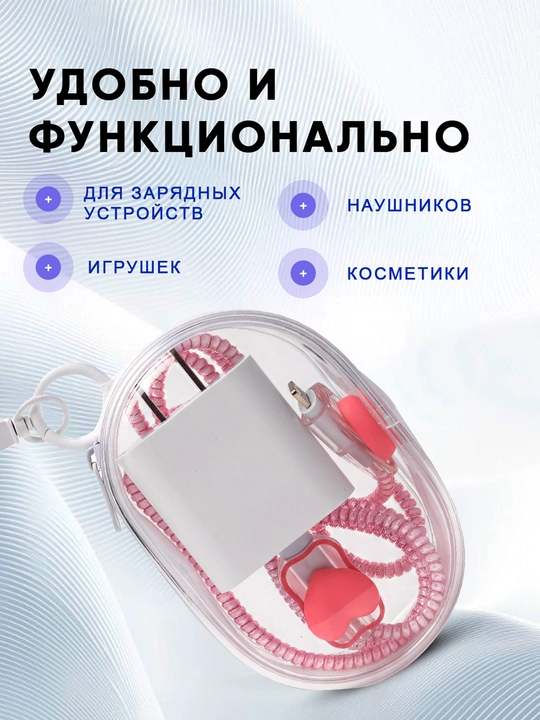 Чехол-брелок для зарядки на молнии, косметичка-органайзер для кабелей и аксессуаров