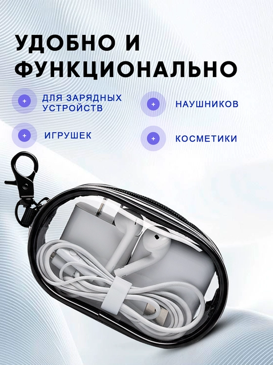 Чехол-брелок для зарядки на молнии, косметичка-органайзер для кабелей и аксессуаров