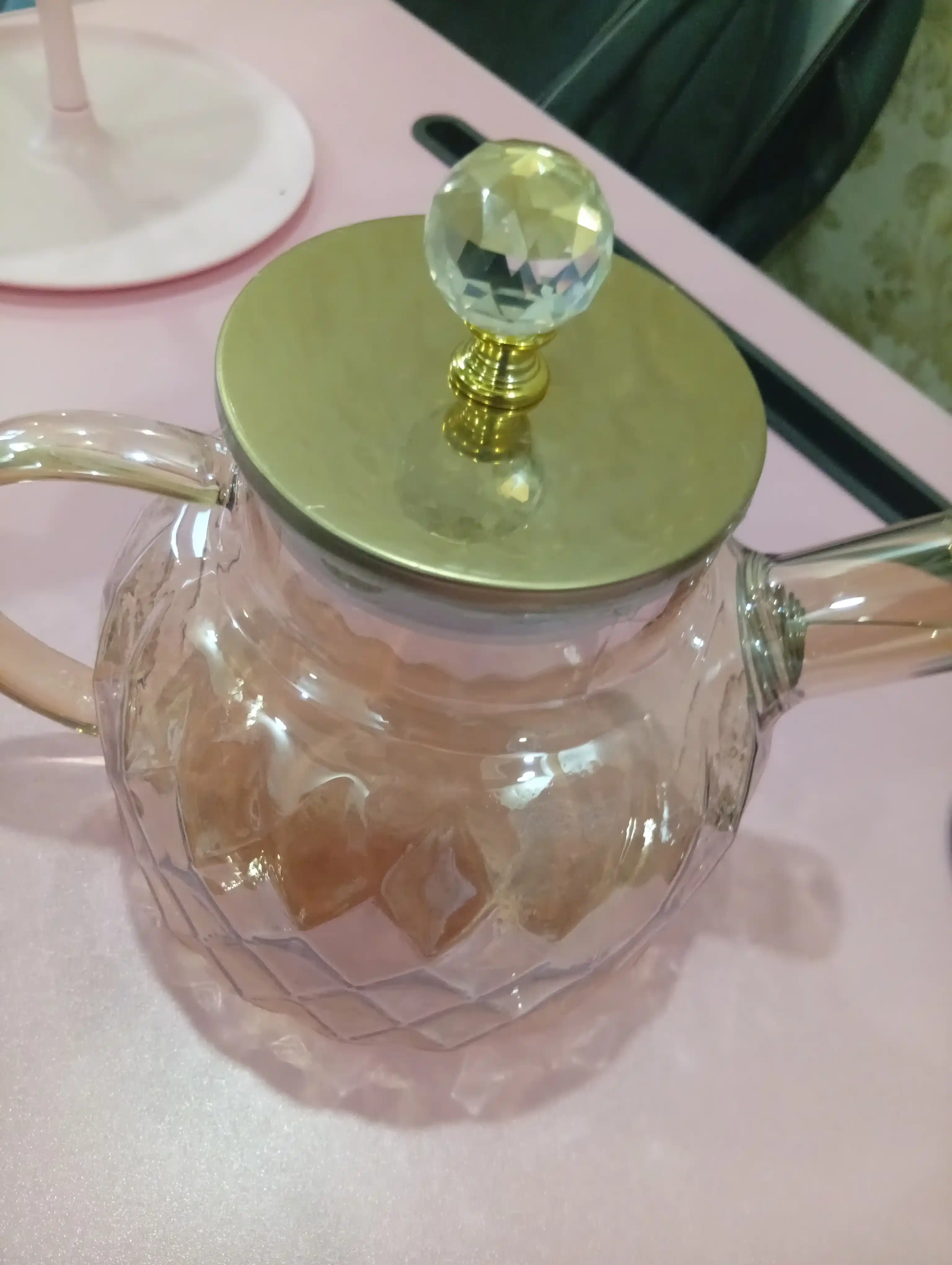 Issiqlikka chidamli shishadan, prujina elakli shisha choynak