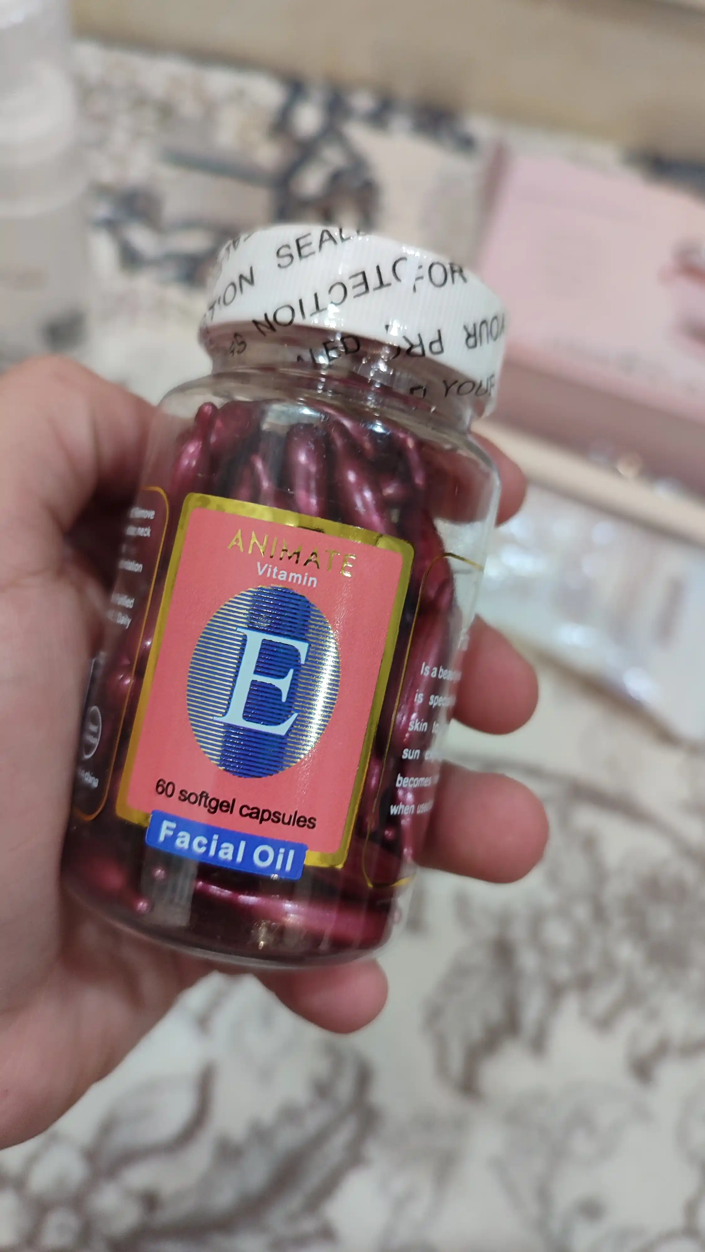 Animate Face Oil quruq teri uchun yog', E vitamini bilan tortish, 60 kapsula