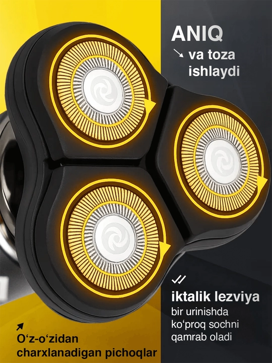Elektr ustara va trimmer 3 tasi 1 da, mashinkalar soqol olish uchun, trimmer