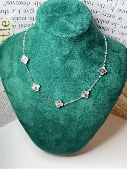 Кулон с сердцем, цепочка, бижутерия, Van Cleef, серебристый, аксессуары для девочек — AA1122-yurakchalikulon57292695-СЕРЕБРН