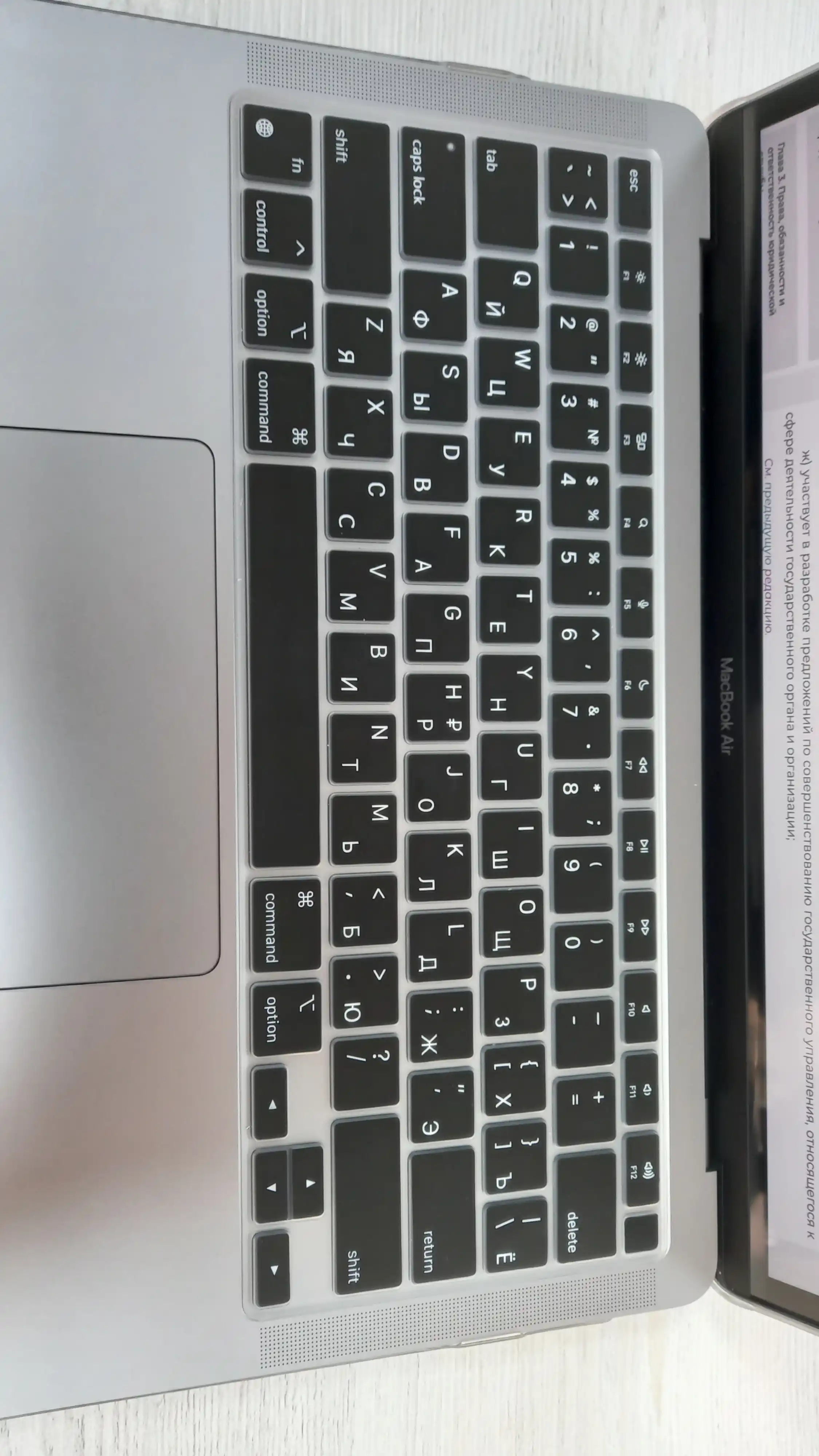 Пленка/наклейка на клавиатуру с русской раскладкой для Macbook Air/Pro/13.3/13.6/M1/M2