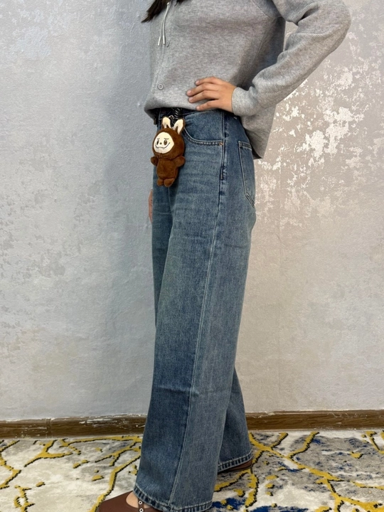 Ayollar uchun keng jensi shimlari, koreys uslubi - oversize, baggi, baland bel