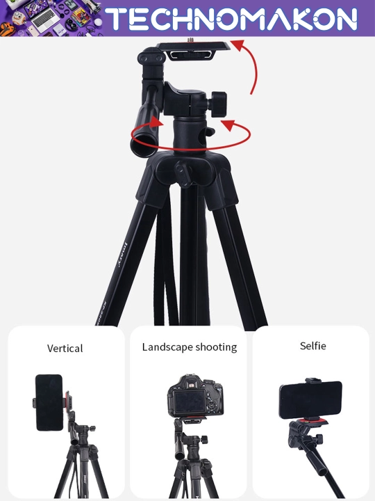 Штатив Jmary KP-2209 с держателем для телефона и фотоаппарата, напольный, 46 - 174 см,