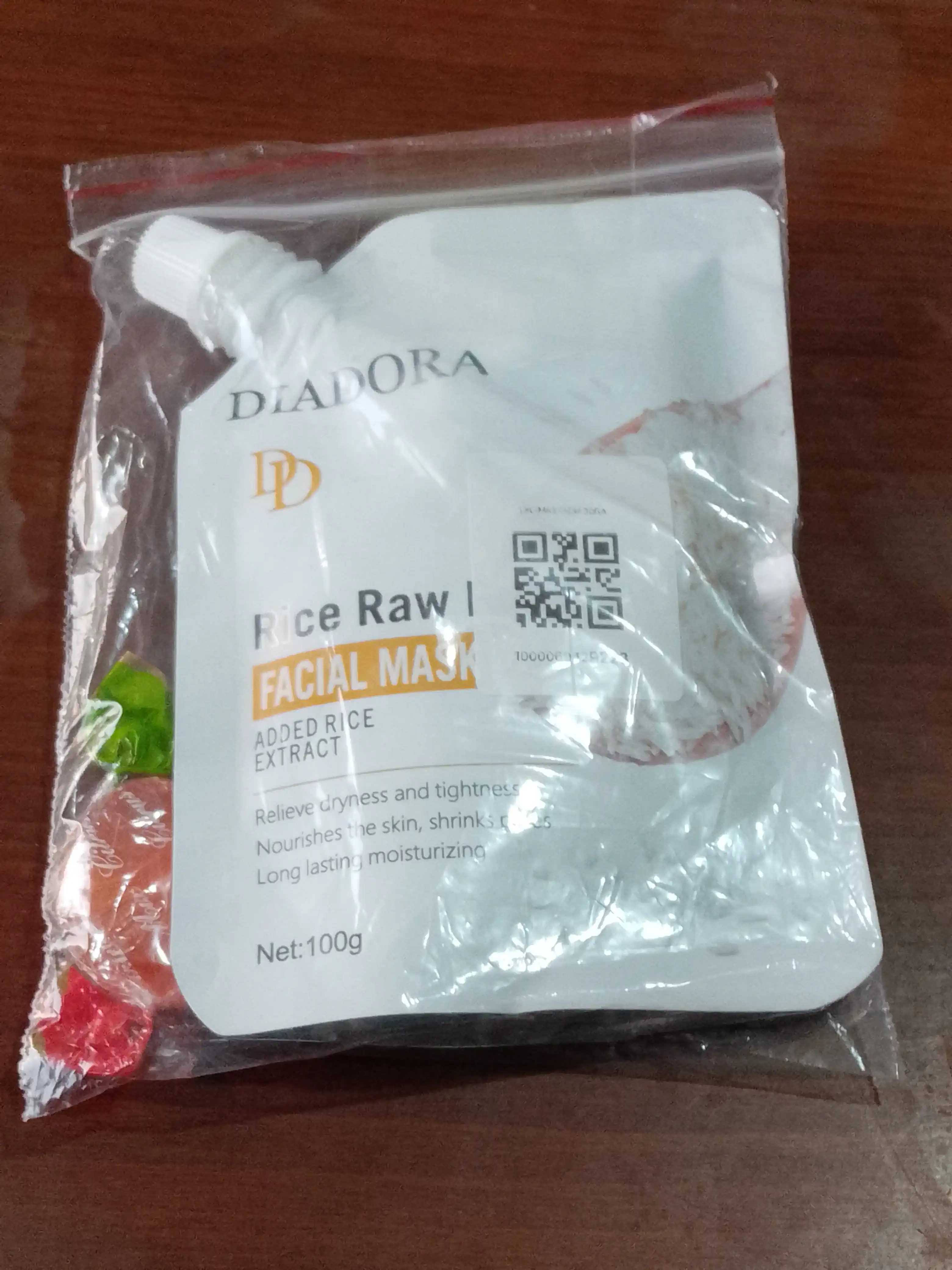 Bioaqua Rice Raw Pulp yuz niqobi, 100 g — namlovchi, oziqlantiruvchi va oqartiruvchi