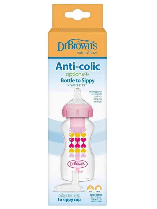 Dr. Brown’s tor og‘izli 250 ml butilka Starter Kit Option+ (Pushti / Ko‘k / Yashil)