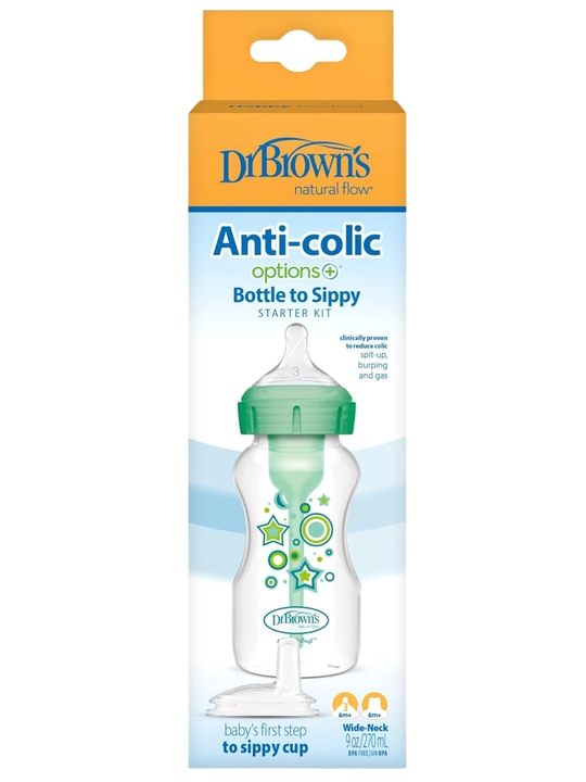 Dr. Brown’s tor og‘izli 250 ml butilka Starter Kit Option+ (Pushti / Ko‘k / Yashil)
