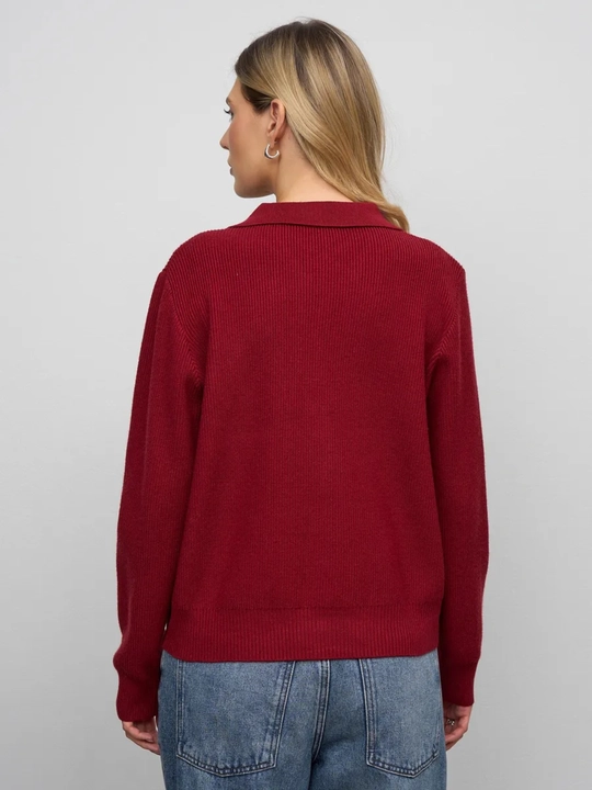 Ayollar uchun tugmali polo kardigan, trikotaj, 5 rangda, S-L, kuz-qish