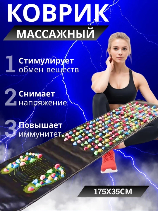 Рефлекторный массажный коврик для ног, массажер для ног длина 175 см ширина 35 см - 