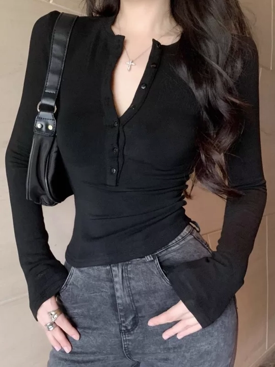 Tugmali yumshoq trikotaj longsliv Saraa,hS