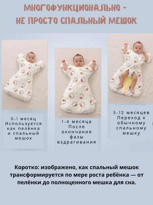 Bolalar uyqu haltasi, yumshoq paxta, pled, kokon, odyol, chaqaloqlar, konvert, pokrival - 