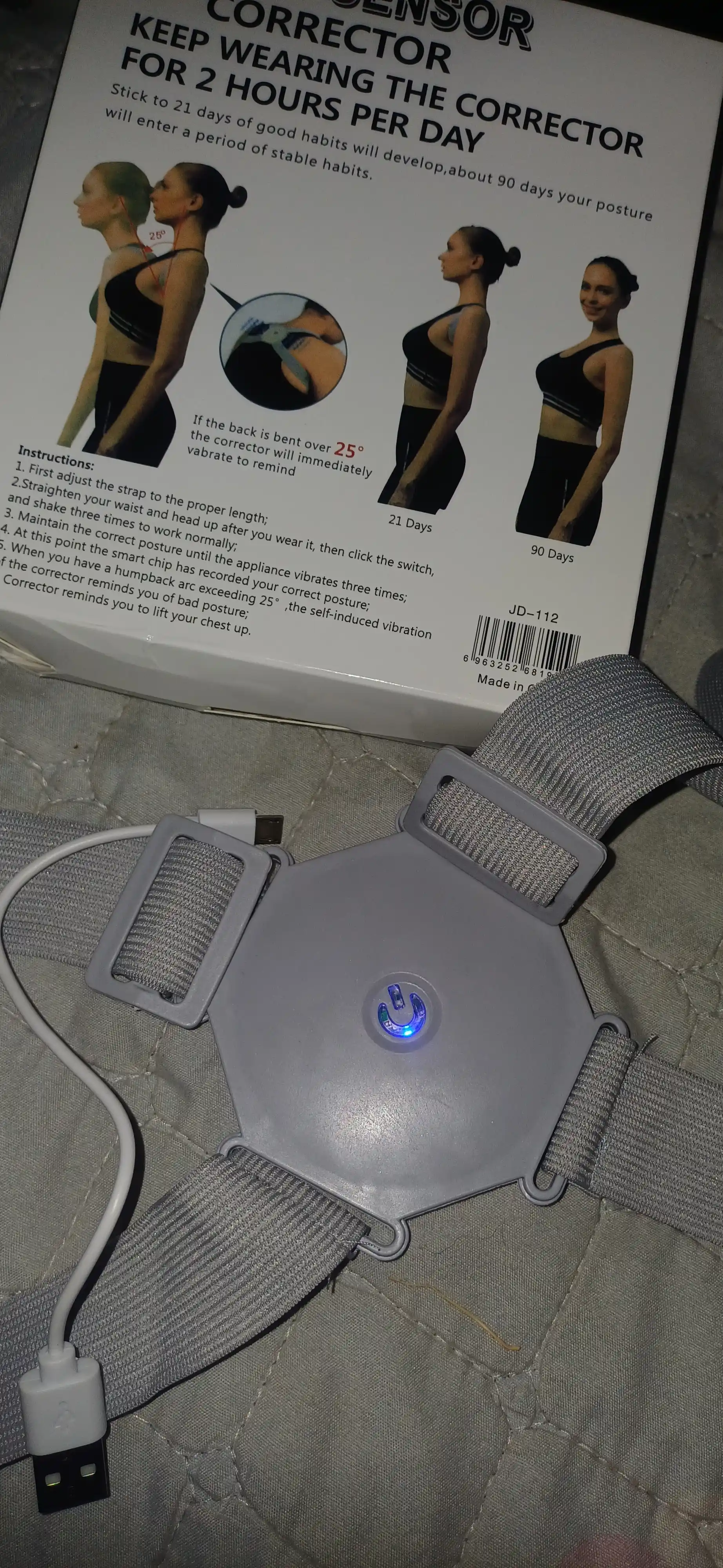 Vibratsiyali ortopedik korset Smart Sensor Corrector, umurtqa pog'onasi uchun