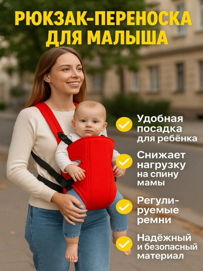 Эргорюкзак, сумка-хипсит, сумка-кенгуру, слинг, переноска — YAKKUM-ERORYUKZAK2-АЛЫЙ