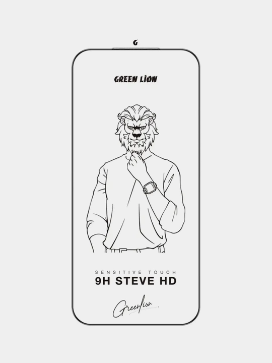 Himoya oynasi IPhone 17, 16, 15, 14 Pro, Pro Max, Air uchun Green Lion 9H Steve HD