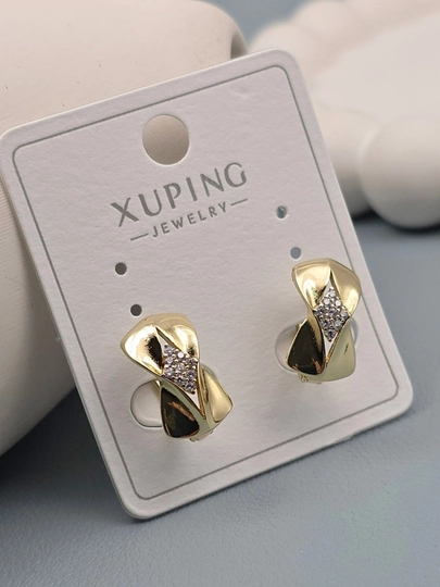Женские серьги золотого цвета, бренд Xuping — JEWELRI-XUP001-КОРИЧН