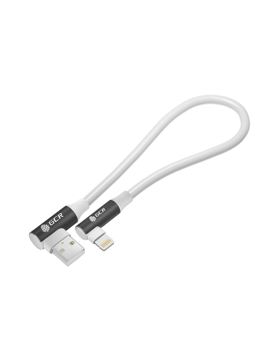 Кабель угловой AM/Lightning GCR PRO короткий 15см для PowerBank Max 2.4A силикон - 