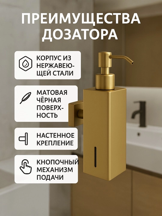 Настенный дозатор для жидкого мыла из нержавеющей стали — 300 мл