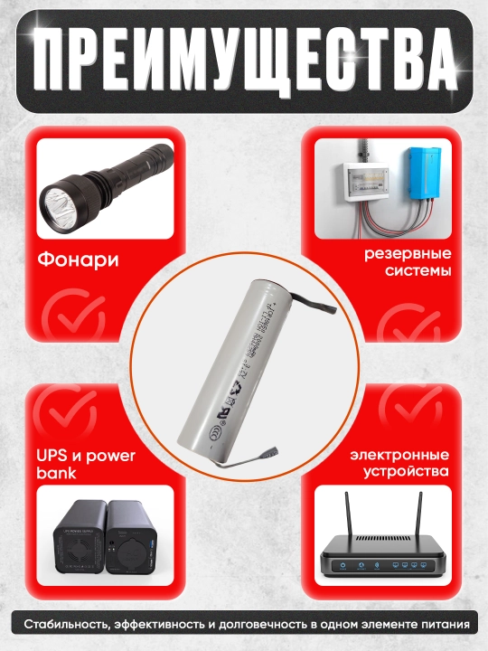 Li-ion аккумулятор 3.7V 2600mAh