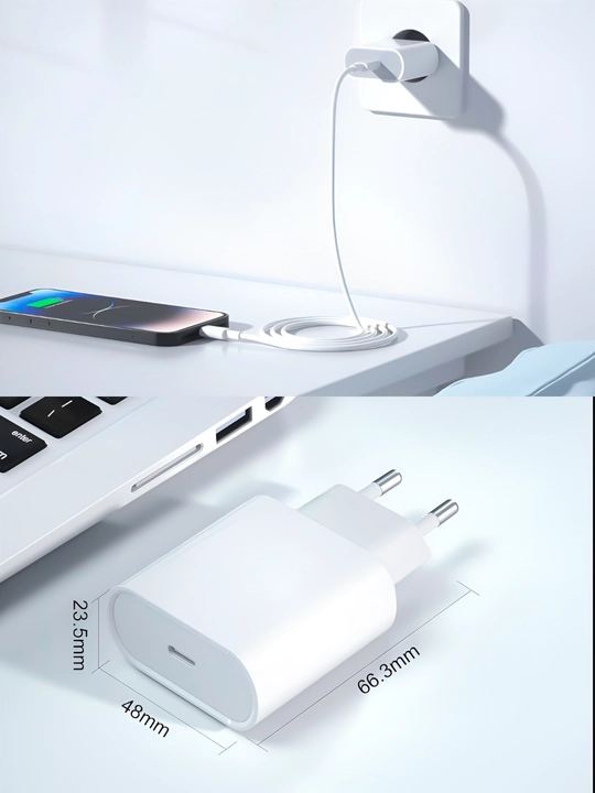 IPhone uchun zaryadlash qurilmasi, tez zaryadlovchi 20 Vt, Type-Cdan Lightning kabel bilan