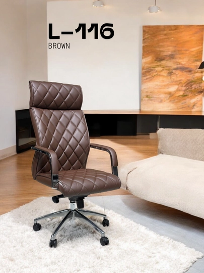 Кресло для офиса и дома, из эко кожи, поворот 360°, механизм качания — ALLITEM-ENERGYCHAIRS-КОРИЧН