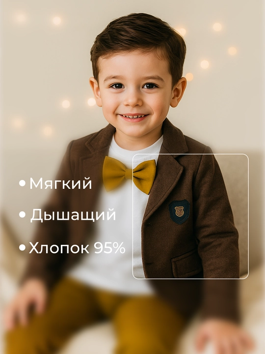 Костюм для мальчиков, 3 в 1: шерстяной пиджак, джинсы и хлопковый лонгслив