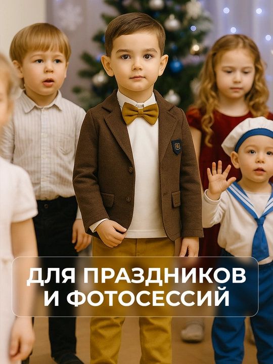 Костюм для мальчиков, 3 в 1: шерстяной пиджак, джинсы и хлопковый лонгслив